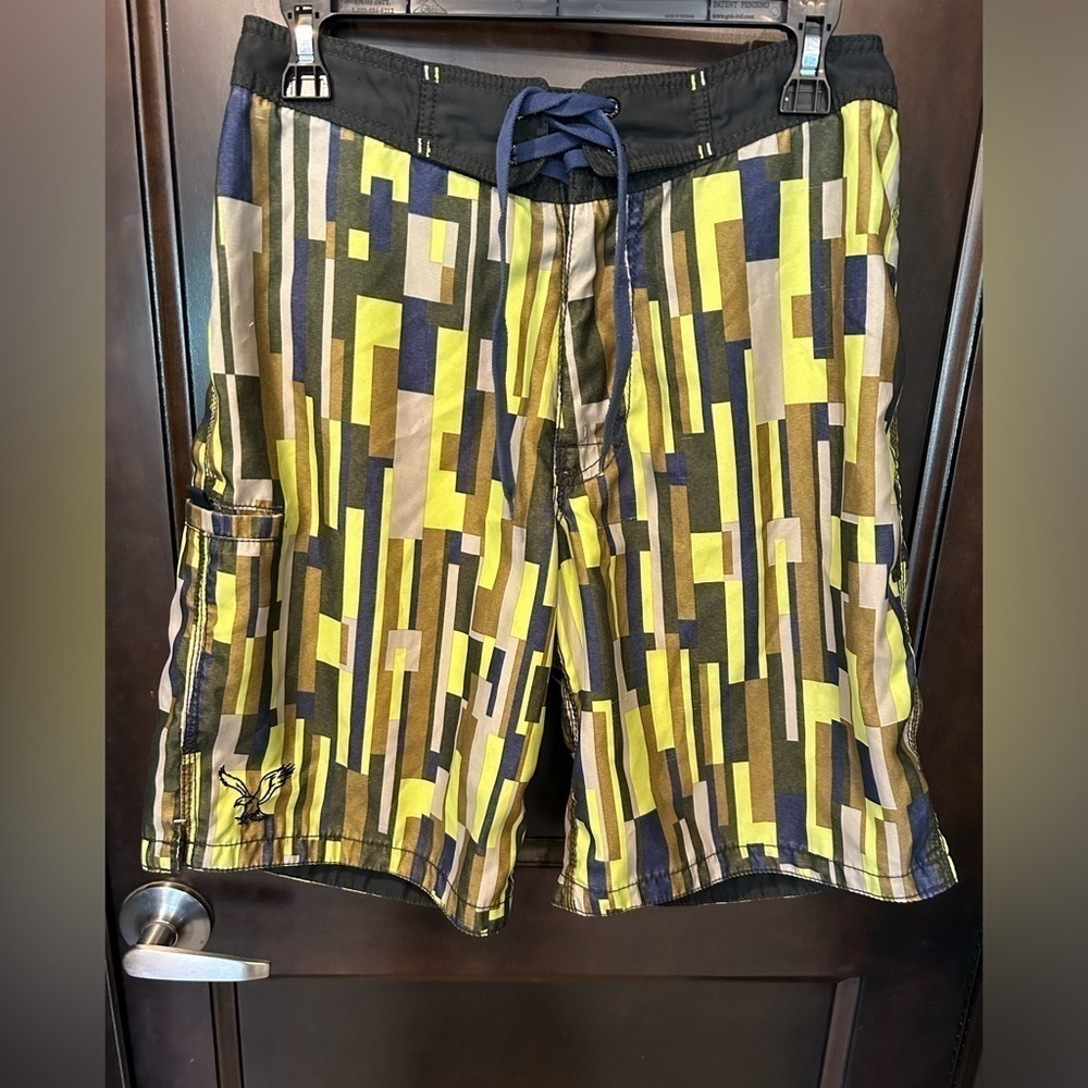 American eagle swim trunks. Colorful summer size 28